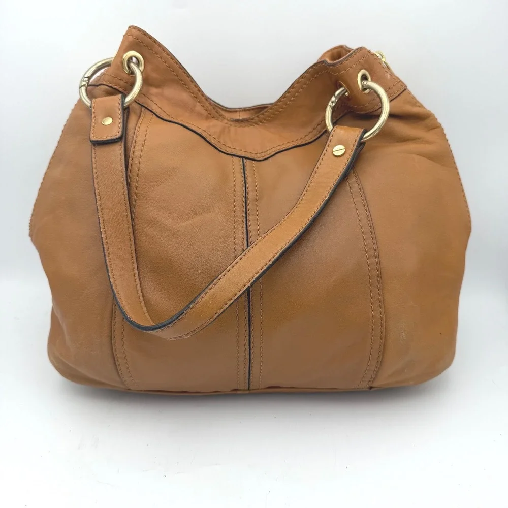 Michael Kors‎ Moxley Shoulder Bag Brown Leather Gold Hardware Hobo